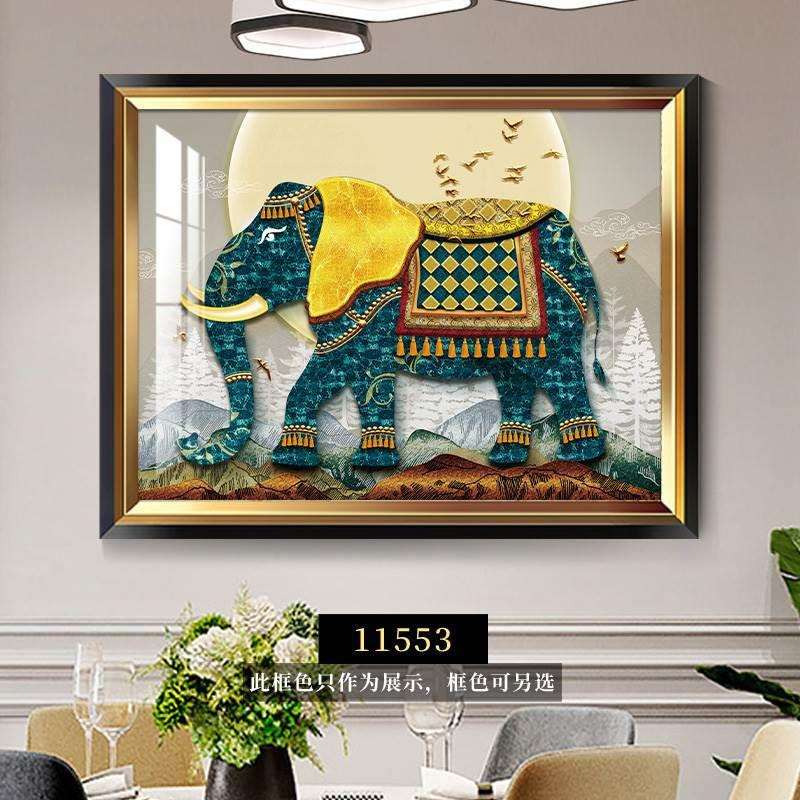 大象装饰画美式轻奢进门玄关画高档走廊墙画客厅挂画欧式餐厅壁画