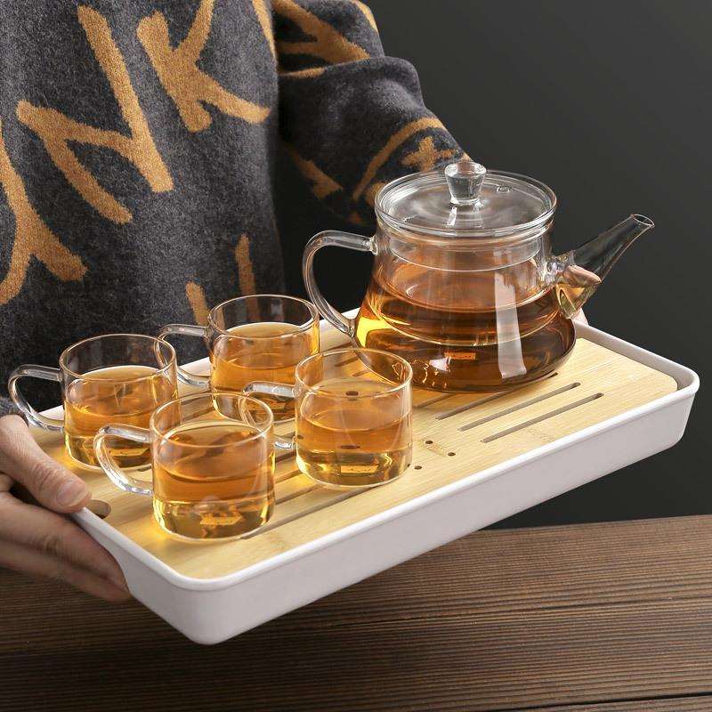 明尚德玻璃茶壶茶具套装功夫泡茶壶茶杯玻璃杯茶盘家用商务