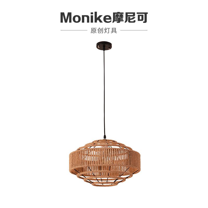 手工led装饰餐厅藤艺吊灯东南亚设计师过道走廊中山灯具家居藤编