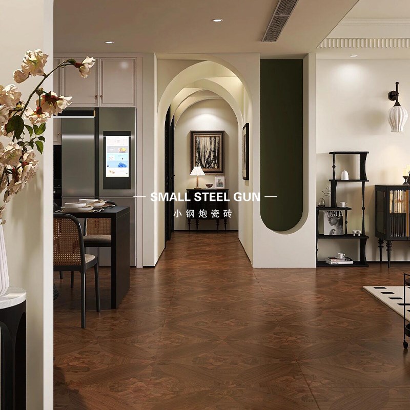 法式复古800繁花安妮公主仿木纹拼花地板砖M 客厅卧室厨房防滑地