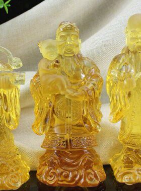 古法琉璃B PT福禄寿大FML00169(一尊 )健康长寿保平安送长辈