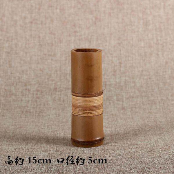 竹筒绕枝花器 中式个性干花筒紫竹花瓶 竹编花入花架花插禅意摆件