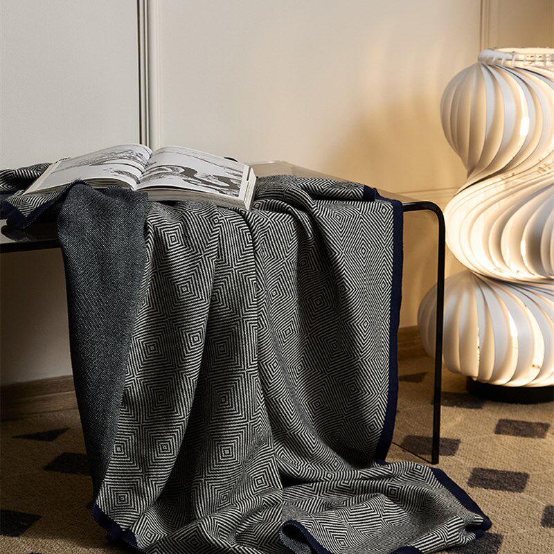 轻奢全棉针织f毯沙发毛毯床尾巾加厚男士披肩毯办公室午休毯子被