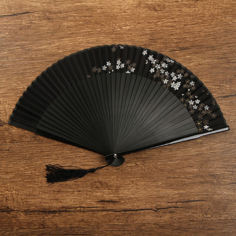 O6AM扇子折扇风复古风精致镂空竹质装P饰小夏季随身舞蹈扇