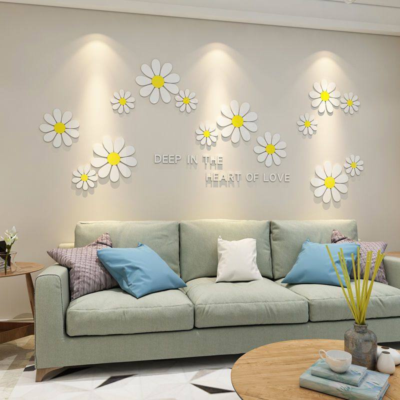 创意小雏菊3d立体墙贴网红客厅沙发电视背景卧室床头墙壁装饰贴画,家居饰品,软装墙贴,淘宝优惠券,粉丝福利购,淘宝优惠卷