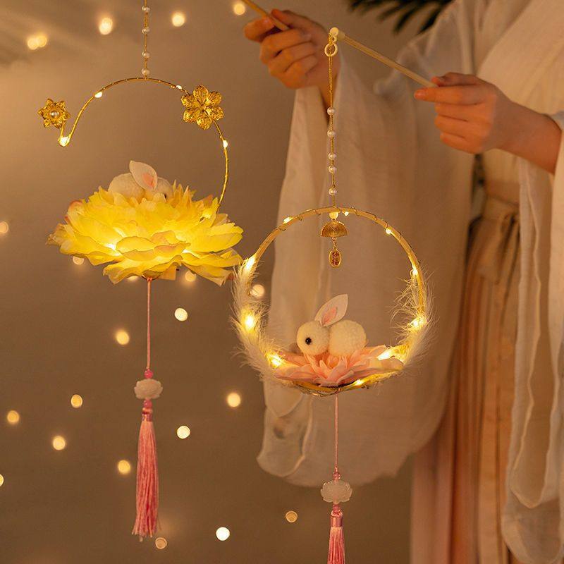 古风汉服儿童兔子灯笼手工制作diy材料包手提发光花宫灯挂饰中秋,节庆用品/礼品,灯笼,淘宝优惠券,粉丝福利购,淘宝优惠卷