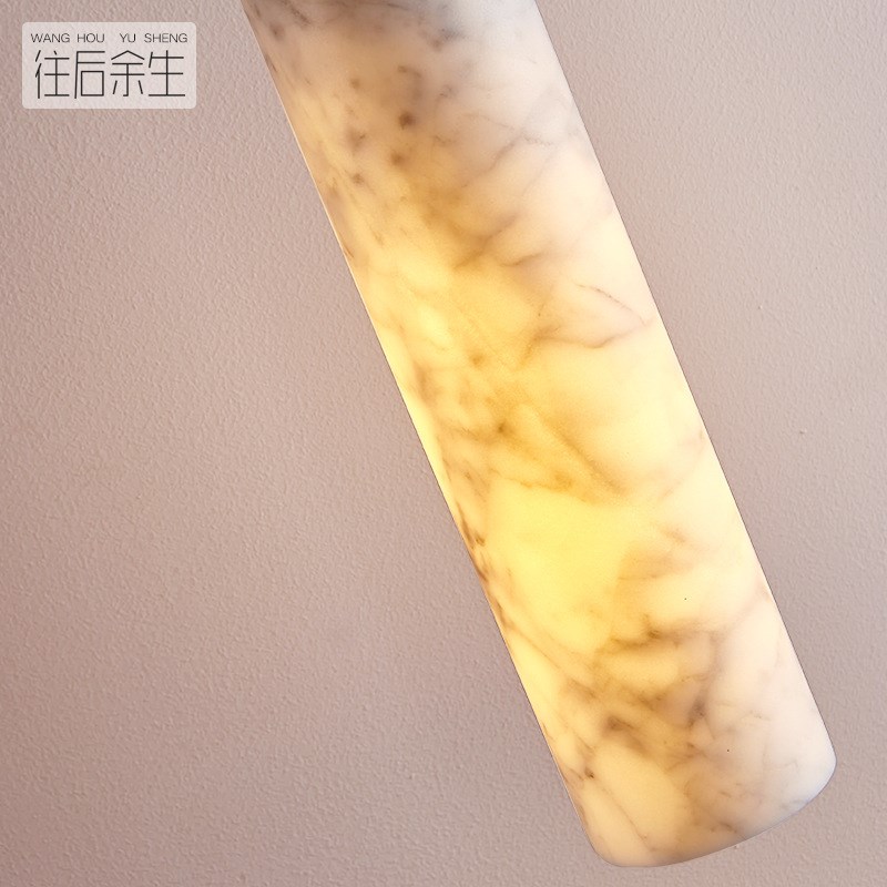 大理石餐厅吧台吊灯直p筒轻奢宋代美学新中式云石艺术卧室床头灯