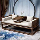 榻塌老榆木伸缩新中式 贵妃禅意实木沙发罗汉床推拉小户型家具简约