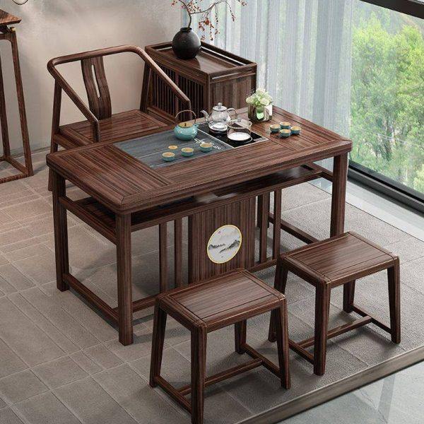 乌金木阳台茶桌椅组合实木茶台新中式客厅家用干湿两用禅意泡茶桌,商业/办公家具,茶台/茶桌,淘宝优惠券,粉丝福利购,淘宝优惠卷