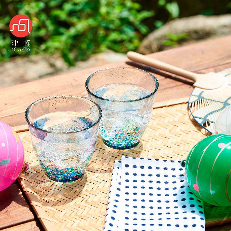 ADERIA津轻清酒杯日本进口一两烈酒杯套装玻璃杯手作彩色日式茶杯