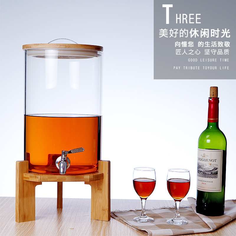 玻璃酒桶夏季带龙头果汁泡酒器家用大容量高硼硅玻璃密封酵素桶