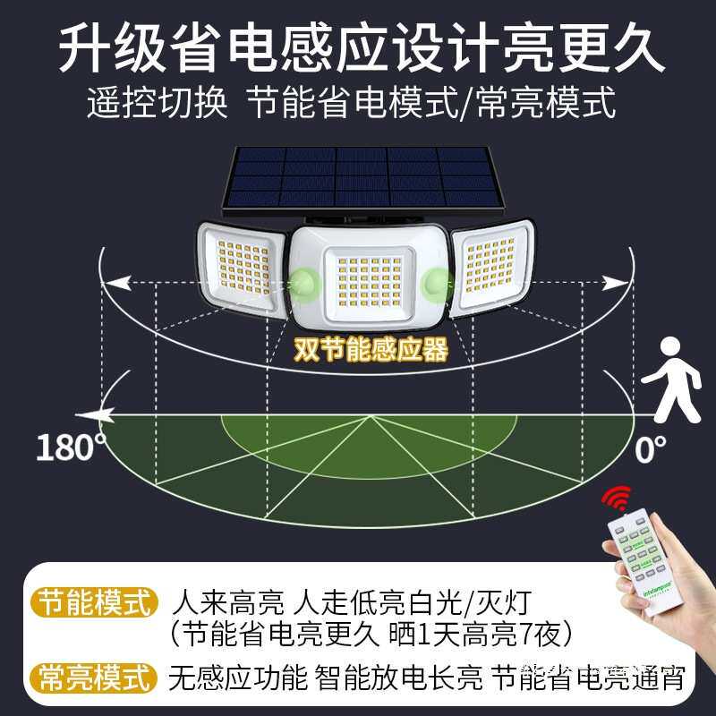 人来即亮太阳能庭院壁灯户外家用路灯人走即灭夜间自动人体感应