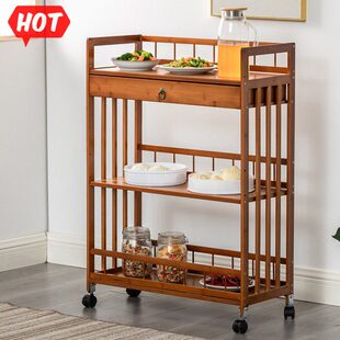 手推餐车置物架子送餐商用实木火锅厨房小推车车移动家用车菜上