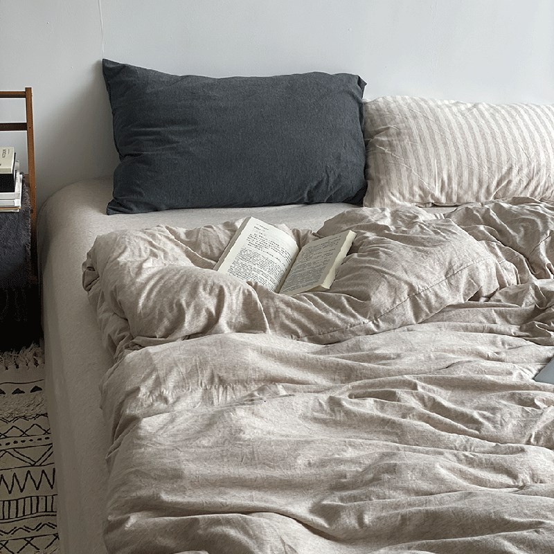 宗次的故乡/日式侘寂原木针织z软糯素色床单四件套全棉床笠三件套