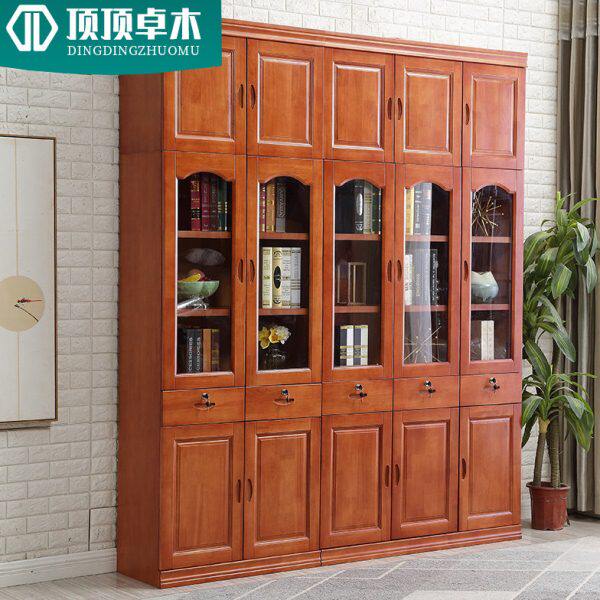 置物架四门六自由组合储物柜中式门加顶实木书柜三门门两书橱五门