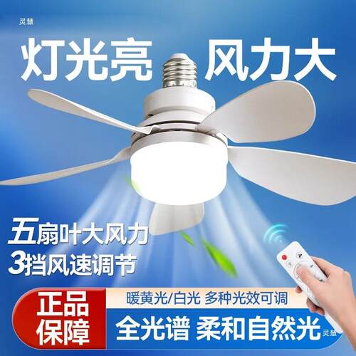 螺口风扇灯卧室厨房卫生间宿舍出租屋阳台小型吊灯吊扇一体灯