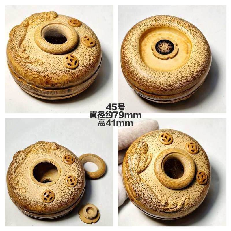 实心竹根雕d刻蝈蝈过冬叫罐鸣虫盒万体虫具竹子竹蛉筒蛐蛐罐手把