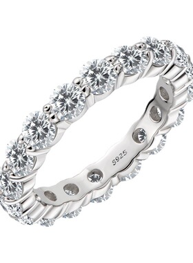 欧美网红ins风满钻排戒时尚小众高级感仿真钻石戒指女锆石925纯银