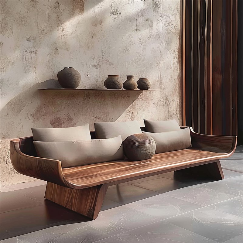 2025新中式禅意黑胡桃白蜡木沙发民宿办公室P酒店会所客厅接待家