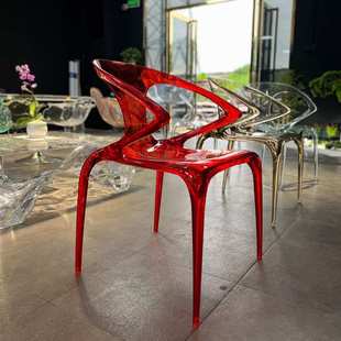 设计师现代简约意大利休闲椅罗奇堡异形扶手椅亚克力透明AVA餐椅