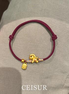 古法金色拉丝小马手链女2025新款