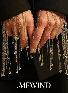 衬衫西装袖口闪钻流苏手链女配饰