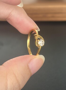 S925纯银中古扭臂缠绕仿锆石戒指