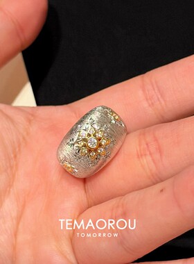 S925纯银拉丝宽面镂空戒指2026款