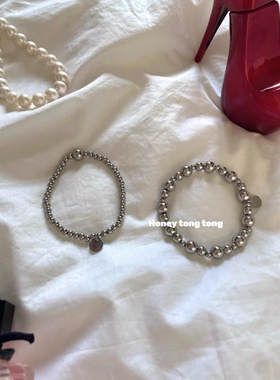 不掉色正圆钛钢小圆珠手串手链女