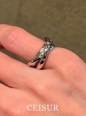 S925纯银多层微镶锆石戒指女小众