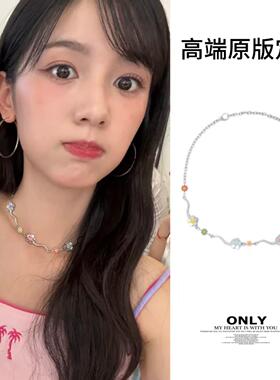 周也同款花朵项链女款2025新爆款