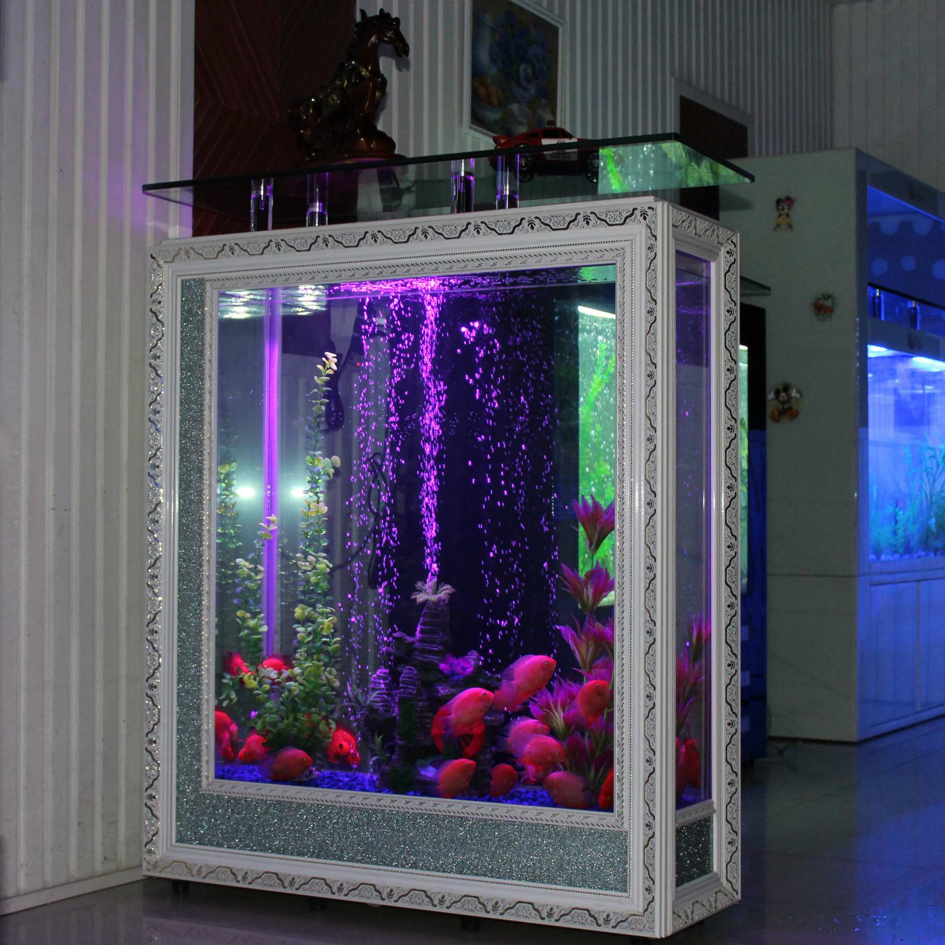 长方形连体欧式屏风生态鱼缸水族箱中型大型底部过滤玻璃鱼缸