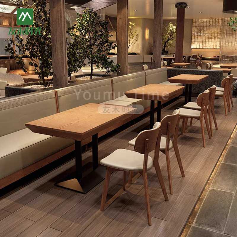 中古风茶楼卡座沙发餐饮店湘菜馆饭店面馆桌椅主题餐厅实木卡座