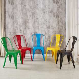 厂家 餐厅铁皮椅 欧式咖啡厅铁皮吧凳 工业风可重叠餐椅