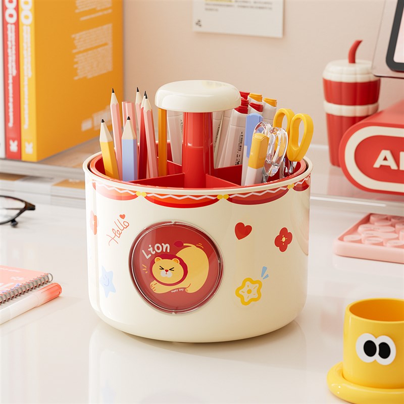 旋转笔筒多功能四格m桌面收纳盒大容量文具收纳桶办公室置物架摆