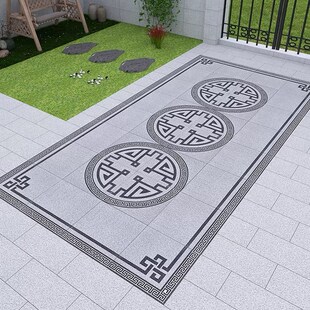 新中式庭院院子地砖o地铺石拼花瓷砖仿古室外阳台露台入户农村别