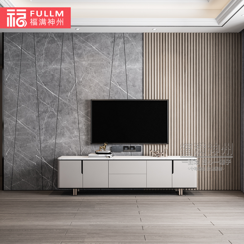 现代轻奢格栅硬包电n视背景墙卧室床头客厅沙发简约木饰面板背景