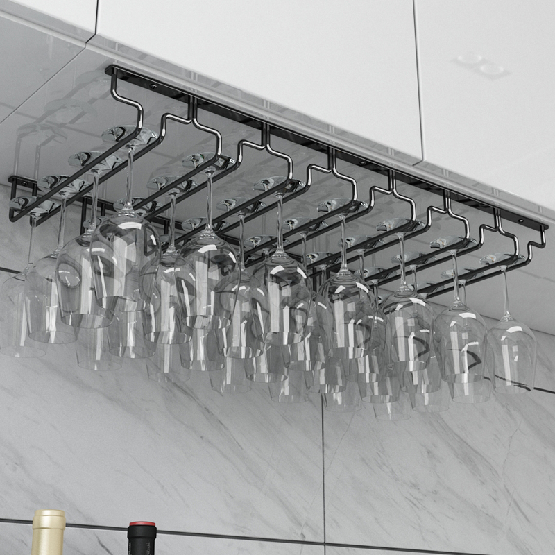 简约红酒杯架倒挂家用高脚杯架悬C挂创意酒柜酒杯展示架吊杯架子
