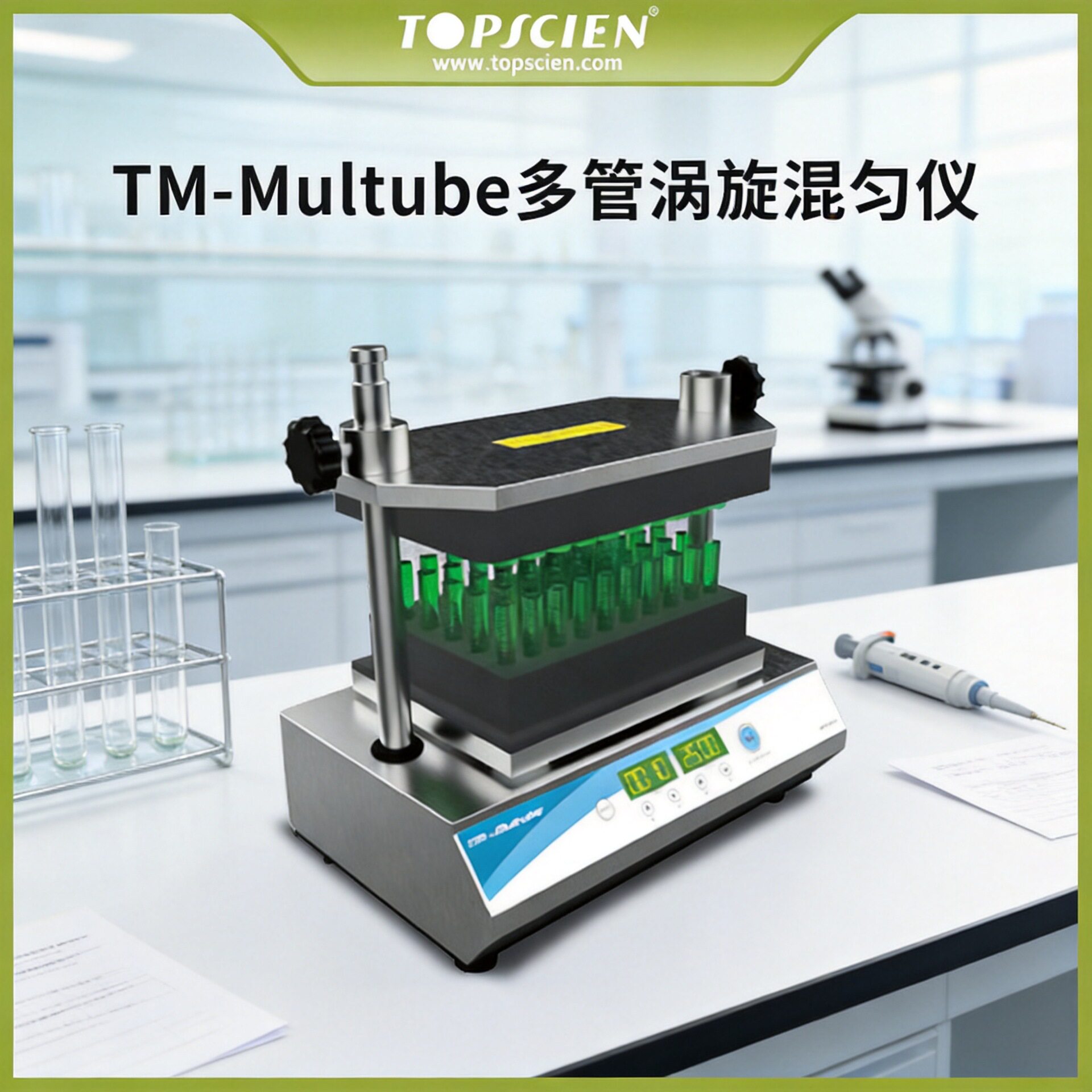 拓普森多管漩涡混匀仪涡旋混合器定时实验室多孔试管震荡摇匀器
