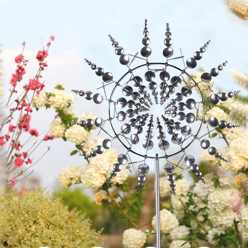 铁艺金属花园装饰m风车摆件园艺风L动力旋转插件户外庭院