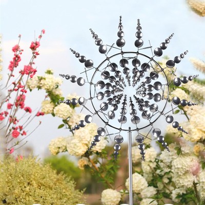 铁艺金属花园装饰m风车摆件园艺风L动力旋转插件户外庭院