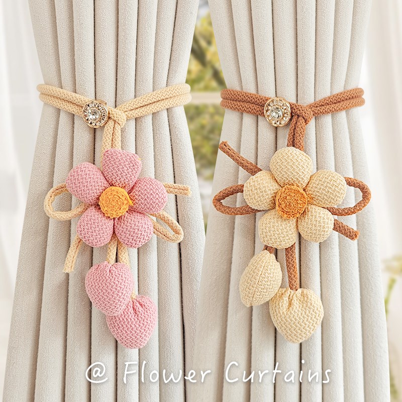 可爱花朵窗帘扣窗帘捆绑带纱帘扎束带布艺收M拢收纳扣轻奢配饰点