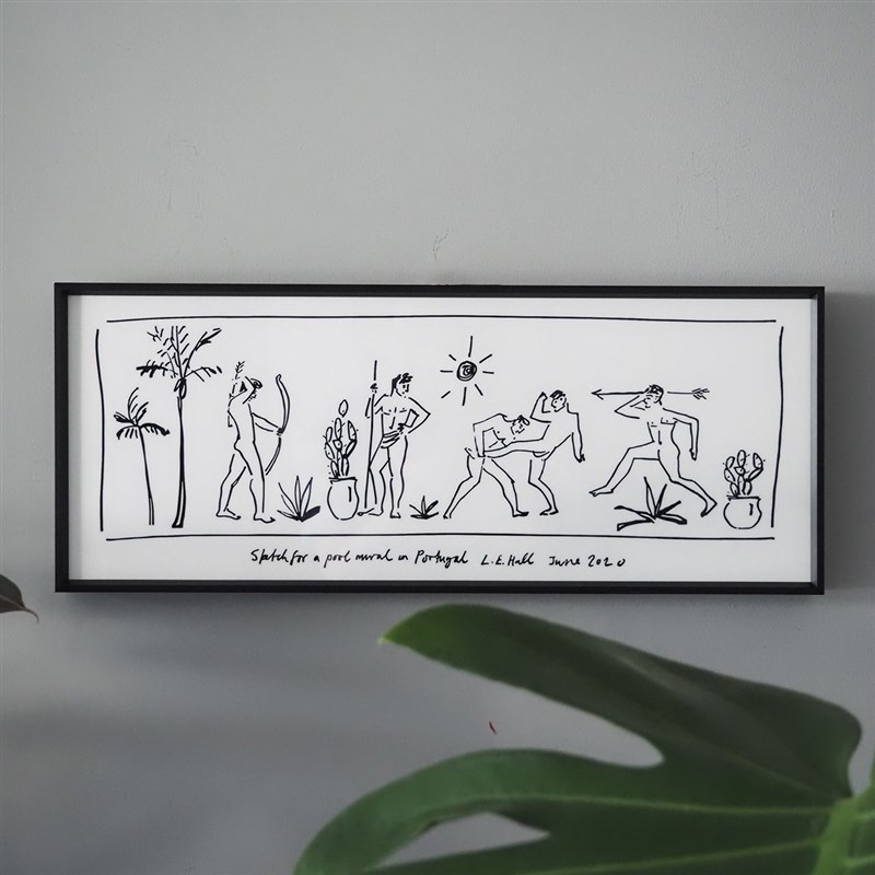 双子商店 L.E.Hall创t意简笔插画 BOYS人物长条形装饰壁画 挂画