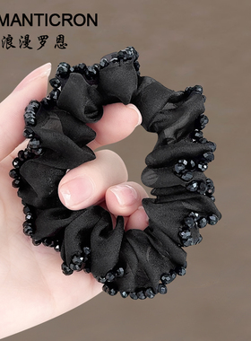 皮筋发圈网红20k24新款扎头发黑色头花法式妈妈肥肠发量少雪纺头