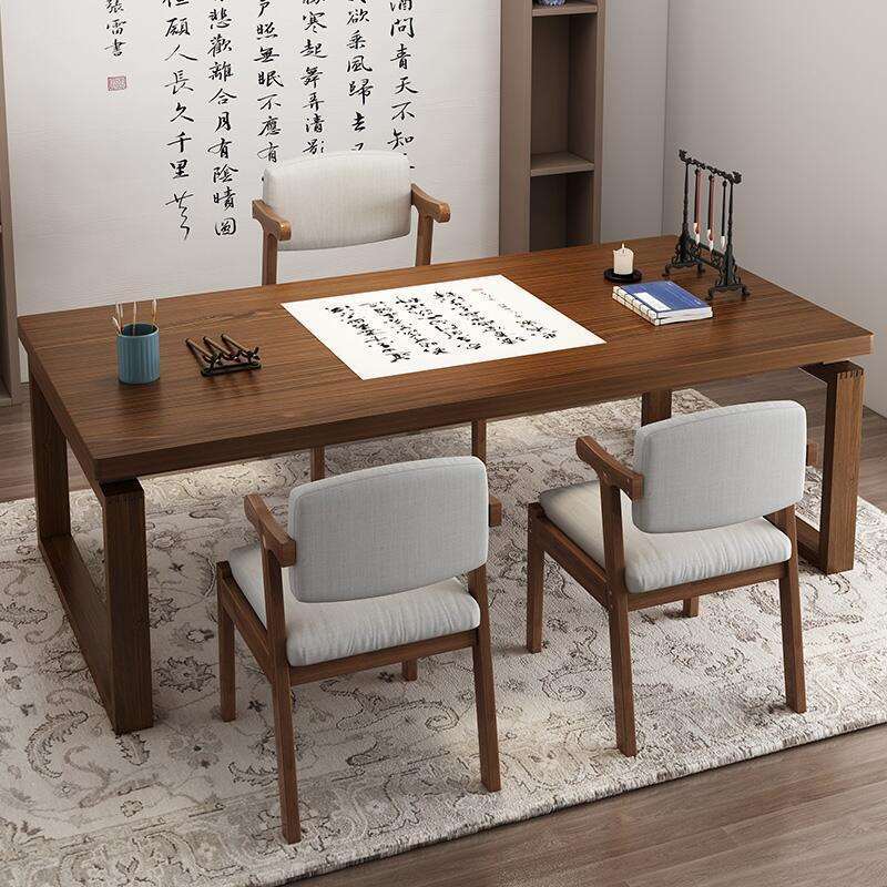 实木书法桌家用书画桌新中式大书桌书房写字桌书法案台简易国学桌