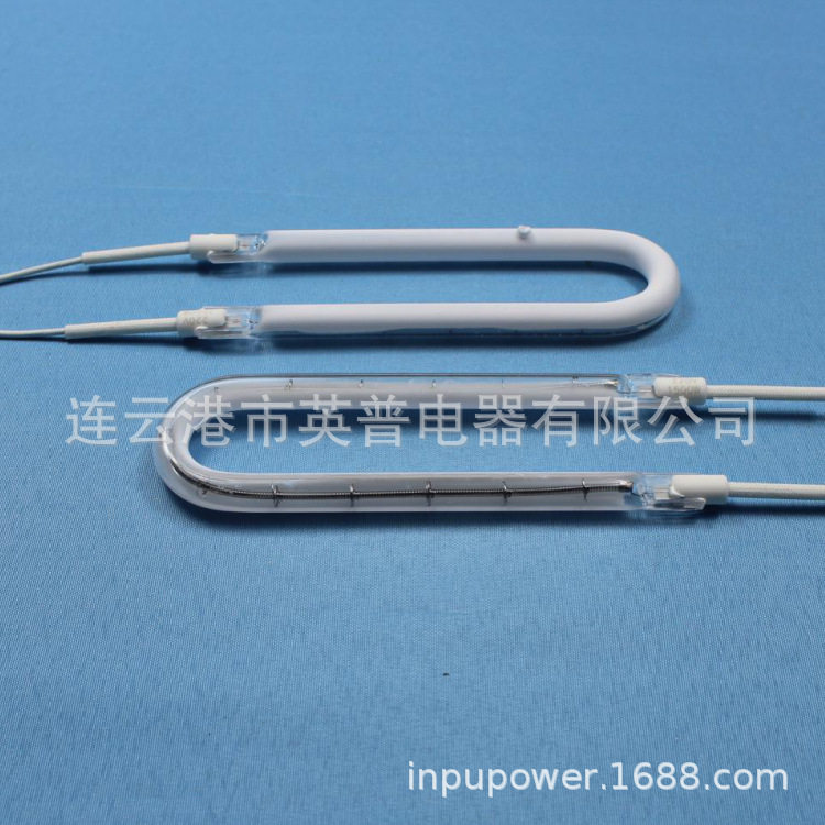 卤素半镀白红外加热管半镀白远红外石英管带反射涂层红外线发热灯