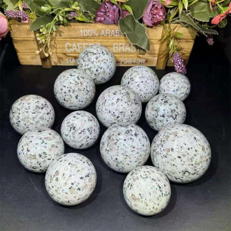 天然天山蓝水晶球摆件水晶原石打磨七星阵球家居聚财摆件东海水