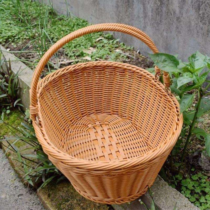 竹蓝子框腾编的菜篮子手提篮竹编编蓝滕条装鸡蛋的框野炊收纳篮新