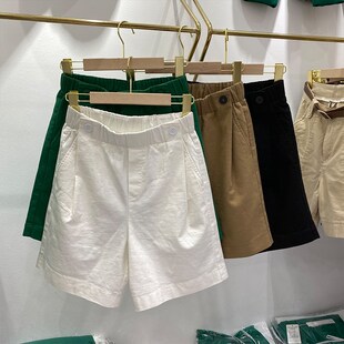 宽松a字五分阔腿休闲中裤 外穿大码 女2025夏季 胖mm弹力松紧腰短裤