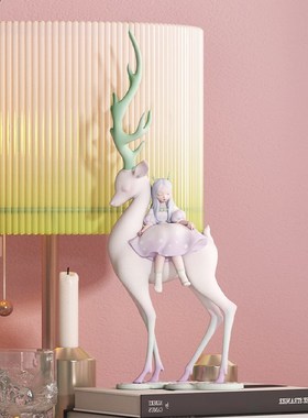 白夜童话祥鹿星河创意鹿摆件朋友乔迁新居礼物女生卧室可爱装饰品